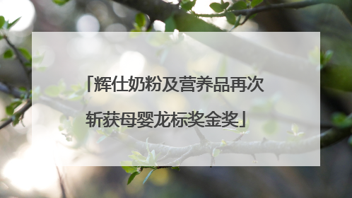 辉仕奶粉及营养品再次斩获母婴龙标奖金奖